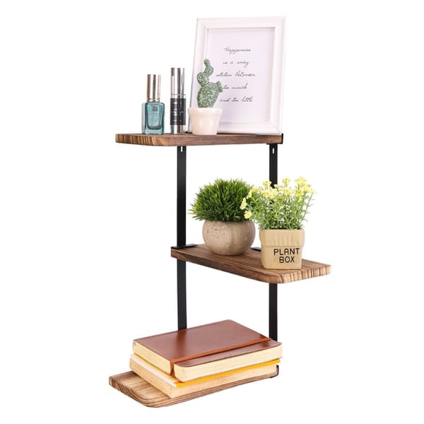 Trähylla för väggmontering, rustik design, multifunktionell organisatör, Beige