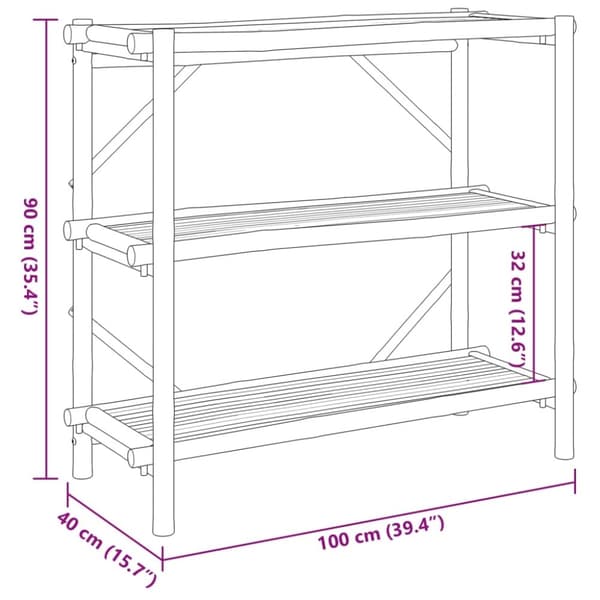 vidaXL Bokhylla 3 hyllplan 100x40x90 cm bambu