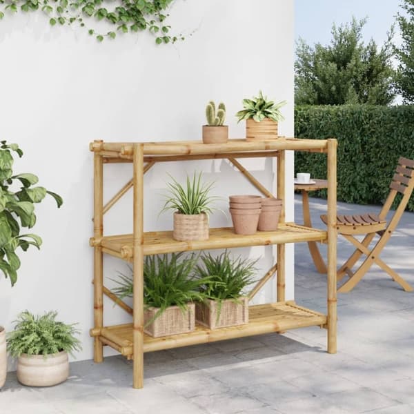 vidaXL Bokhylla 3 hyllplan 100x40x90 cm bambu