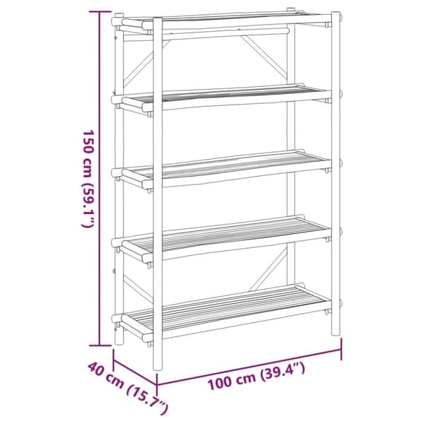 vidaXL reol med 5 hylder 100x40x150 cm bambus