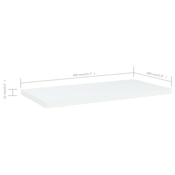 vidaXL boghylder 4 stk. 40x20x1,5 cm konstrueret træ hvid -  Hylder