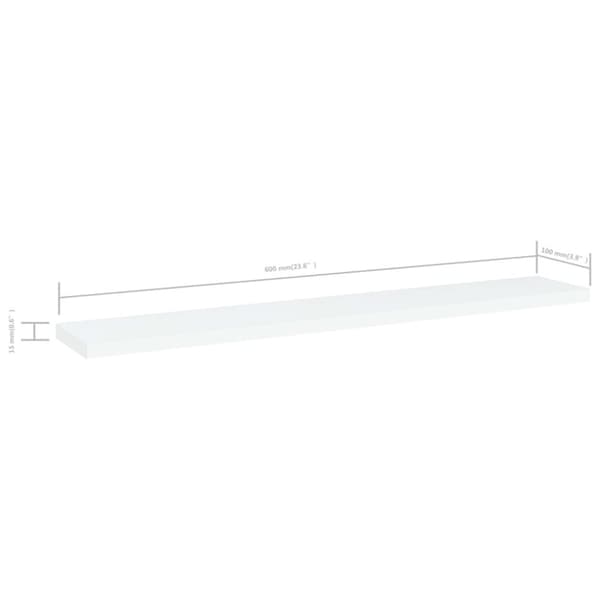 vidaXL boghylder 4 stk. 60x10x1,5 cm konstrueret træ hvid - Hylder