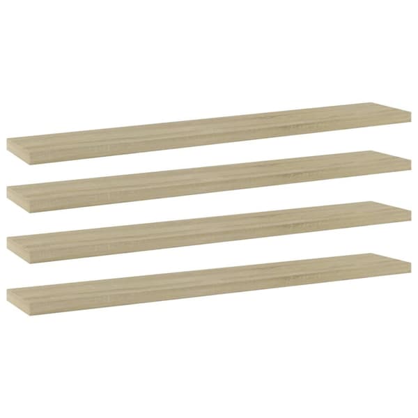 The Living Store boghylder 4 stk. 60x10x1,5 cm konstrueret træ sonoma-eg - Hylder