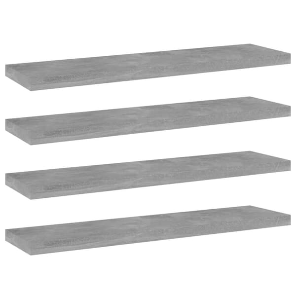 The Living Store boghylder 4 stk. 40x10x1,5 cm konstrueret træ betongrå -  Hylder