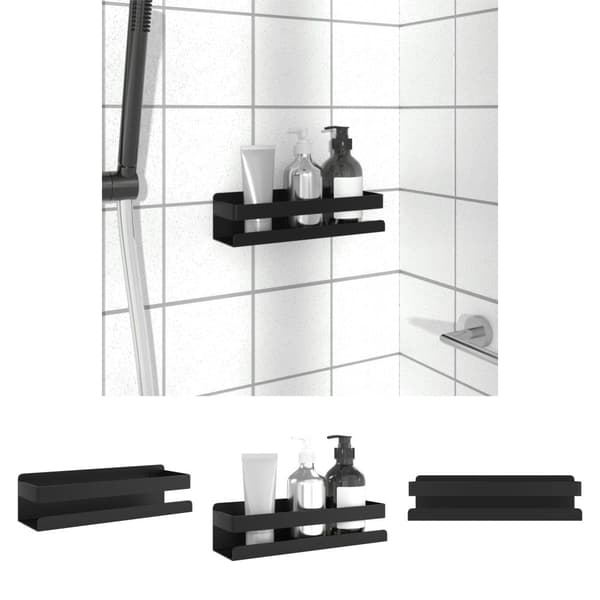 The Living Store Duschhylla matt svart 23x6,5x6 cm borstat 304 rostfritt stål - Hyllor