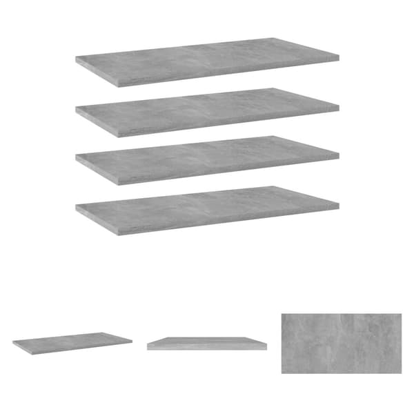 The Living Store Kirjahyllytasot 4 kpl betoninharmaa 60x30x1,5 cm lastulevy - Hyllyt