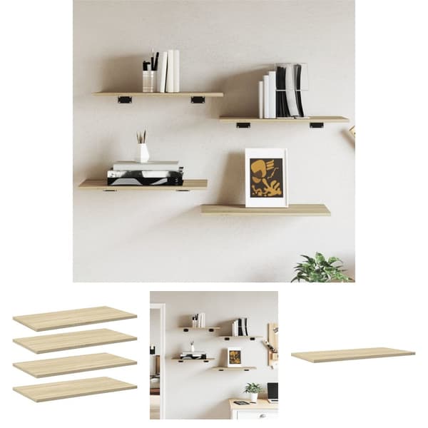 The Living Store Kirjahyllytasot 4 kpl Sonoma tammi 60x30x1,5 cm lastulevy - Hyllyt