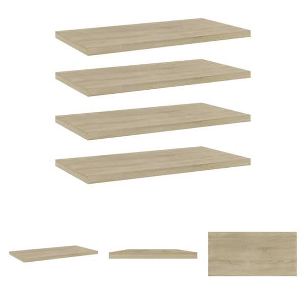 The Living Store boghylder 4 stk. 40x20x1,5 cm konstrueret træ sonoma-eg - Hylder