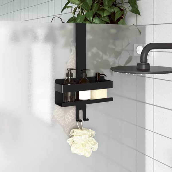 The Living Store brusehylde med ophæng børstet 304 rustfrit stål matsort -  Hylder