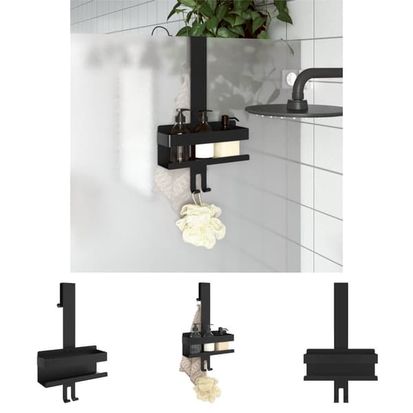The Living Store Duschhylla matt svart borstat 304 rostfritt stål - Hyllor