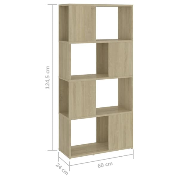 bogreol/rumdeler 60x24x124,5 cm spånplade sonoma-eg