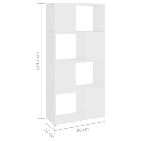 bogskab/rumdeler 60x24x124,5 cm spånplade hvid