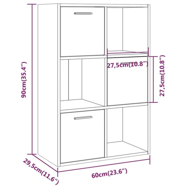 opbevaringsskab 60x29,5x90 cm grå sonoma-eg