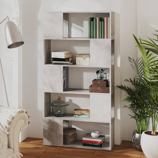 bogskab/rumdeler 80x24x155 cm spånplade betongrå