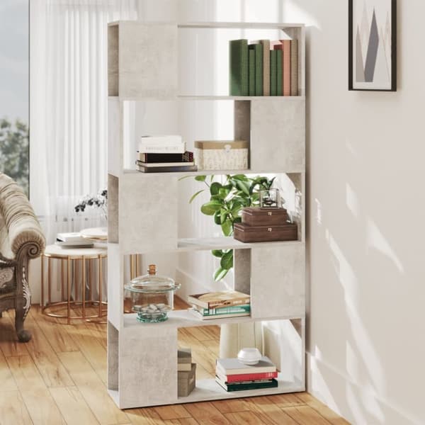 bogskab/rumdeler 80x24x155 cm spånplade betongrå