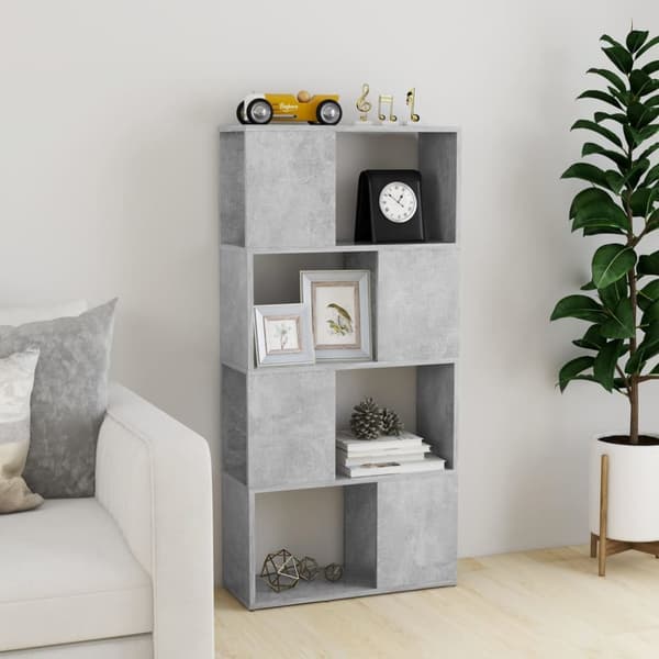 bogreol/rumdeler 60x24x124,5 cm konstrueret træ betongrå