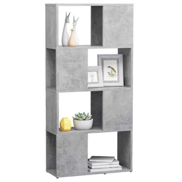 bogreol/rumdeler 60x24x124,5 cm konstrueret træ betongrå