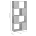 Miniatyrbillede 7 af 8: bogreol/rumdeler 60x24x124,5 cm konstrueret træ betongrå