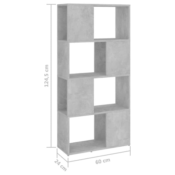 bogreol/rumdeler 60x24x124,5 cm konstrueret træ betongrå