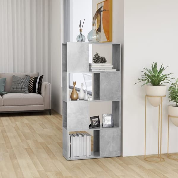 bogreol/rumdeler 60x24x124,5 cm konstrueret træ betongrå