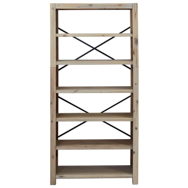bogreol med 6 hylder 80x30x170 cm massivt akacietræ