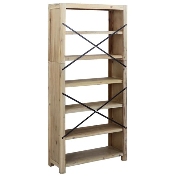 bogreol med 6 hylder 80x30x170 cm massivt akacietræ