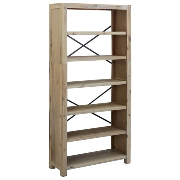 bogreol med 6 hylder 80x30x170 cm massivt akacietræ