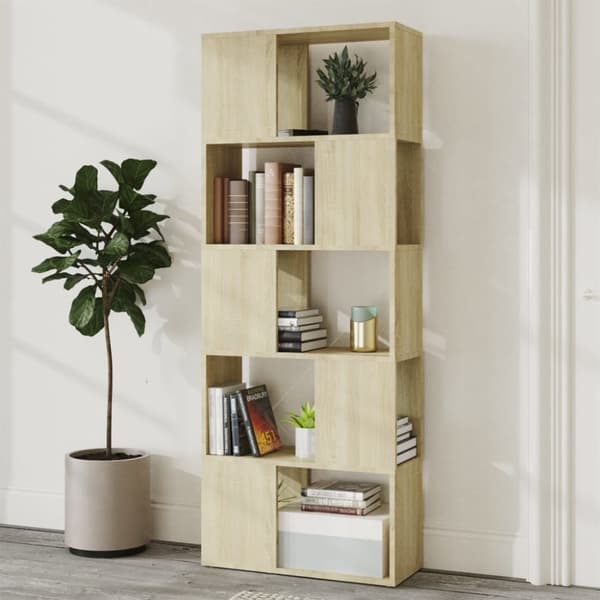 bogreol/rumdeler 60x24x155 cm konstrueret træ sonoma-eg
