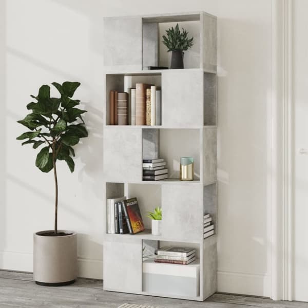 bogskab/rumdeler 60x24x155 cm spånplade betongrå