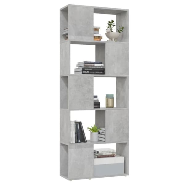 bogskab/rumdeler 60x24x155 cm spånplade betongrå