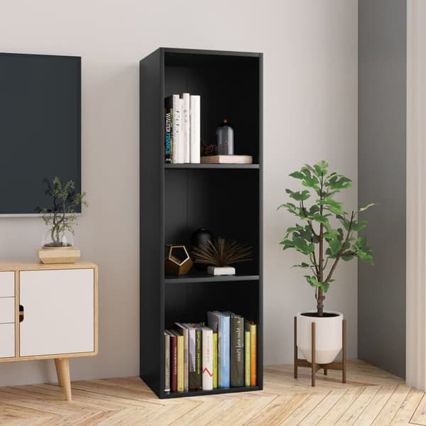 bogreol/tv-bord 36x30x114 cm konstrueret træ sort