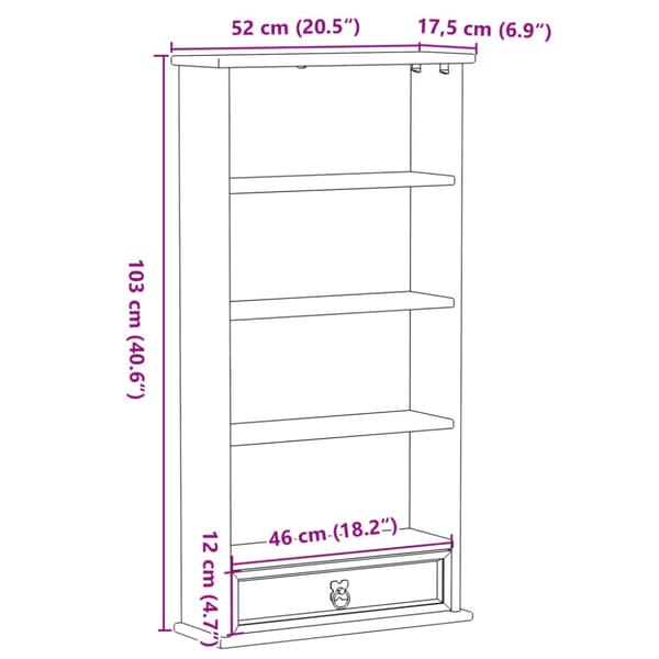 CD-kaappi Corona 52x17,5x103 cm täysi mänty