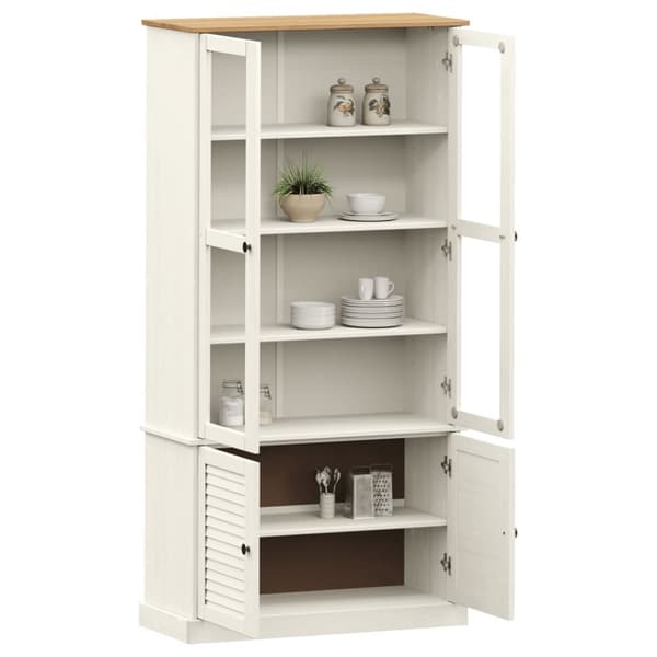 glasskab VIGO 85x35x170 cm massivt fyrretræ hvid