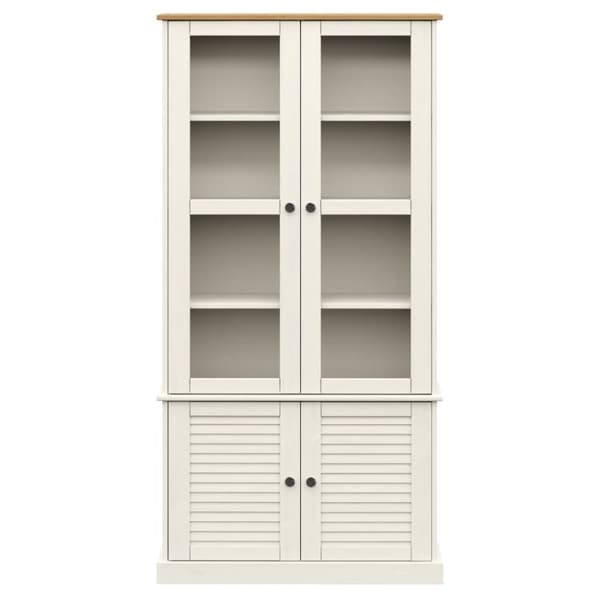 glasskab VIGO 85x35x170 cm massivt fyrretræ hvid