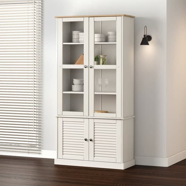 glasskab VIGO 85x35x170 cm massivt fyrretræ hvid
