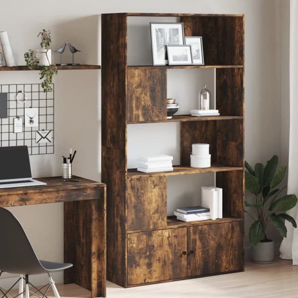 bogreol 100x36x189 cm konstrueret træ røget egetræsfarve