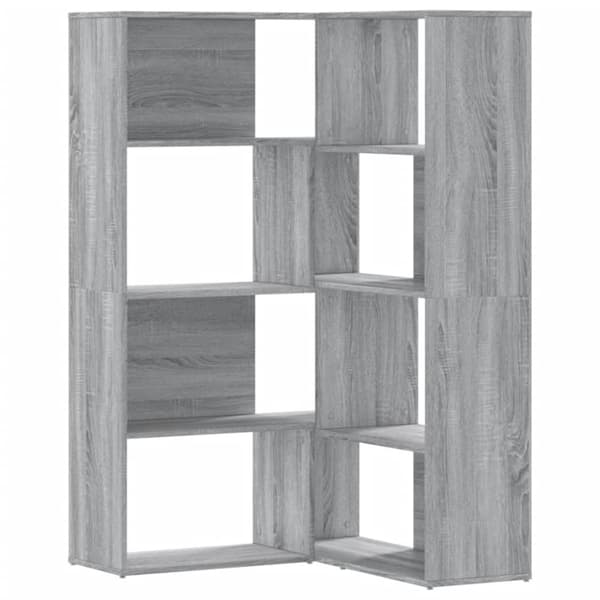 bogreol til hjørne 85x85x140 cm 4 hylder konstrueret træ