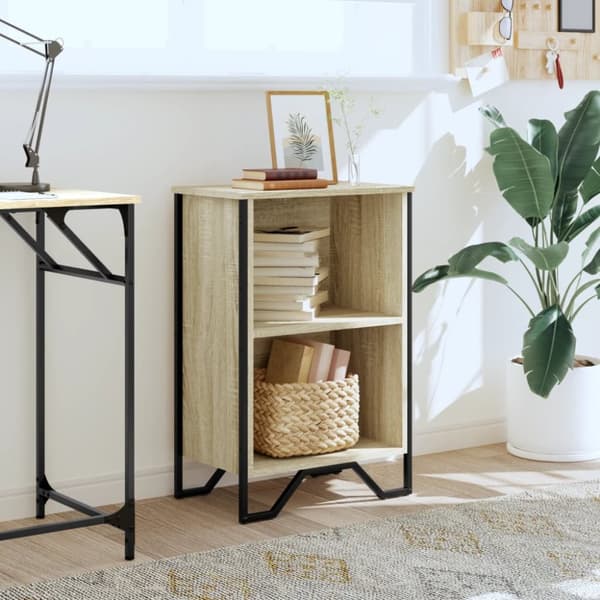 bogreol 50x31x74,5 cm konstrueret træ sonoma-eg