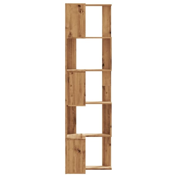 bogreol til hjørne 50x50x179 cm 5 hylder konstrueret træ eg