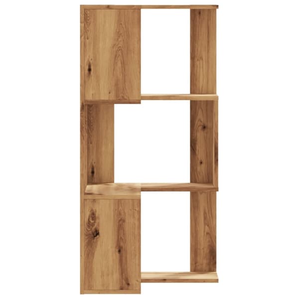 bogreol til hjørne 50x50x102 cm 3 hylder konstrueret træ egetræ