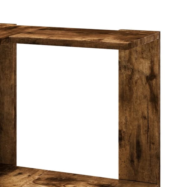 bogreol til hjørne 50x50x179cm 5hylder konstrueret træ røget eg