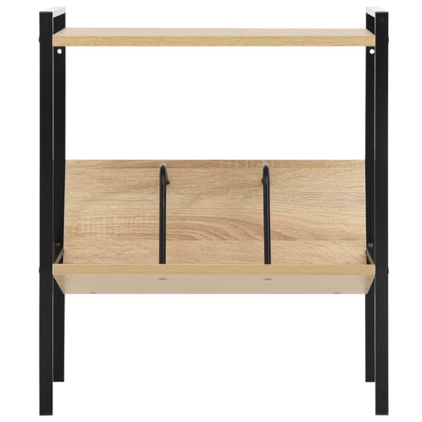 bogreol med 2 hylder 52x28x59 cm konstrueret træ sort og egetræ