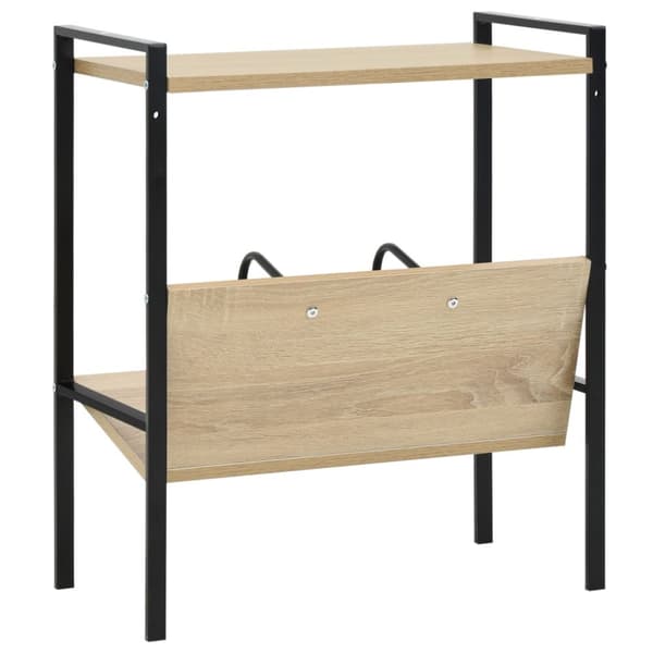 bogreol med 2 hylder 52x28x59 cm konstrueret træ sort og egetræ