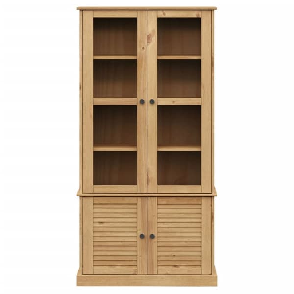 glasskab VIGO 85x35x170 cm massivt fyrretræ