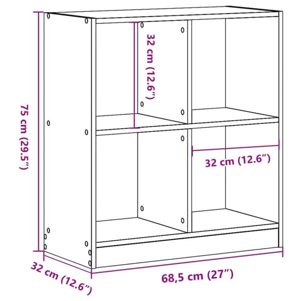 skab 68,5x32x75 cm konstrueret træ sonoma-eg