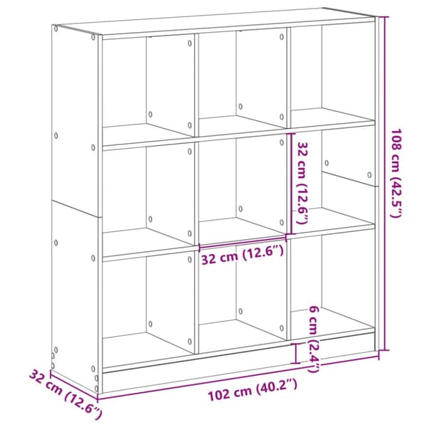 bogreol 102x32x108 cm konstrueret træ sonoma-eg
