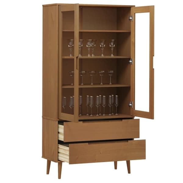 Lasikaappi MOLDE ruskea 90x35x175 cm täysi mänty
