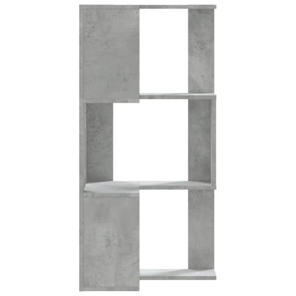 bogreol til hjørne 50x50x102cm 3hylder konstrueret træ betongrå