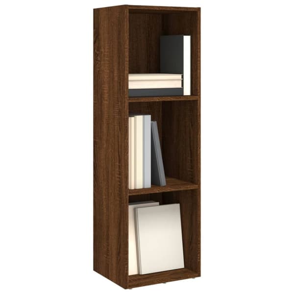bogreol/tv-skab 36x30x114 cm konstrueret træ brunt egetræ