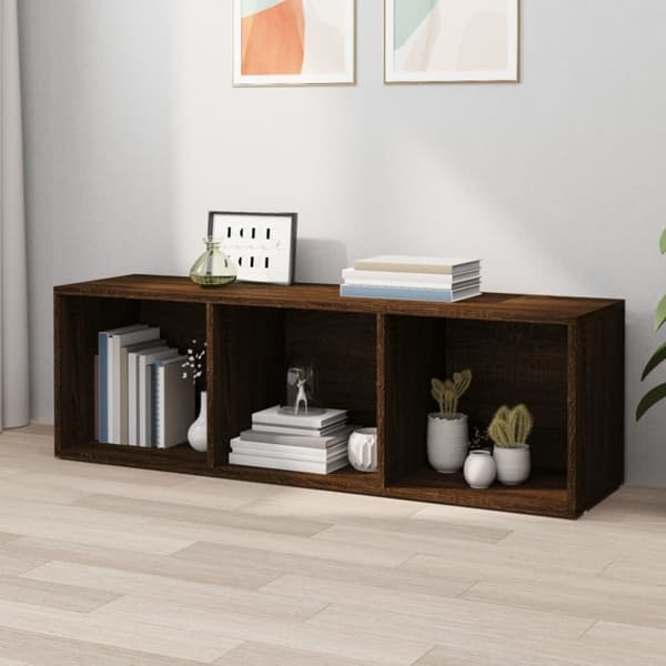 bogreol/tv-skab 36x30x114 cm konstrueret træ brunt egetræ